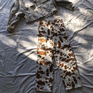 High waist cow print pants